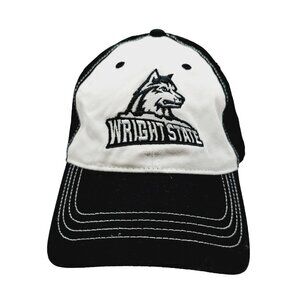 Wright State Raiders WSU White Black Buckle Strap Hat "Pepsi" On Back